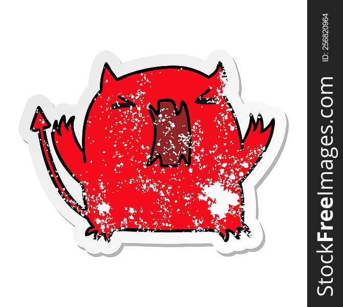 Distressed Sticker Cartoon Of A Cute Kawaii Devil