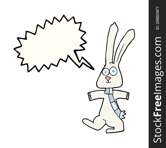 freehand drawn speech bubble cartoon rabbit