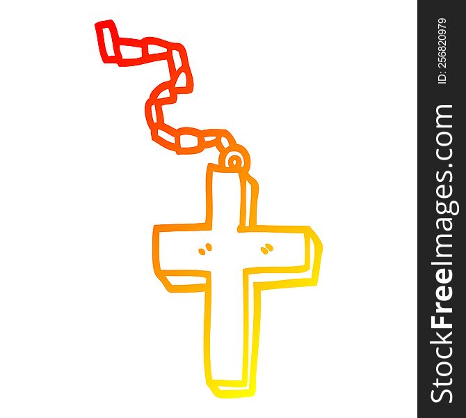 Warm Gradient Line Drawing Cartoon Metal Cross