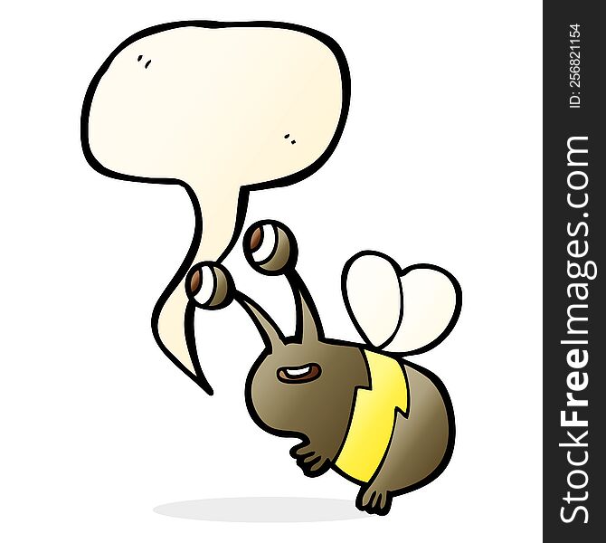 Cartoon Happy Bee With Speech Bubble