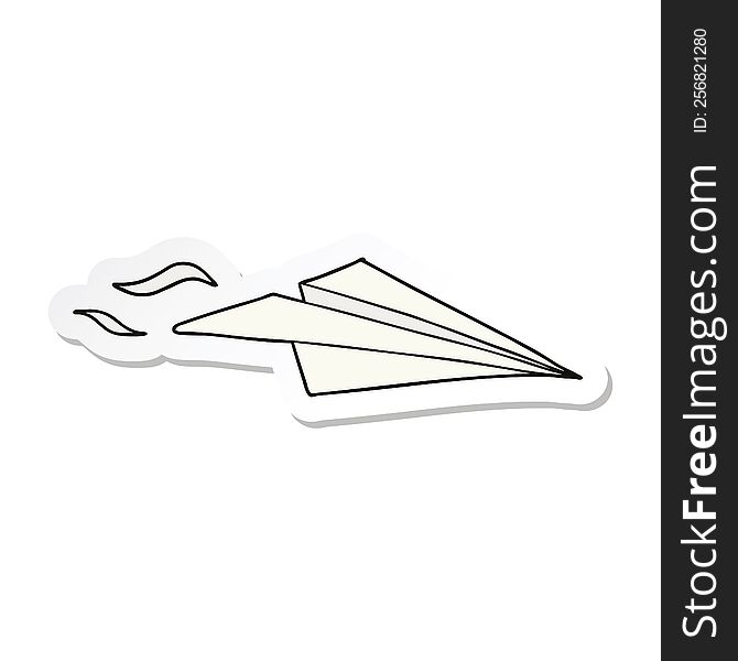 sticker of a cartoon paper airplane