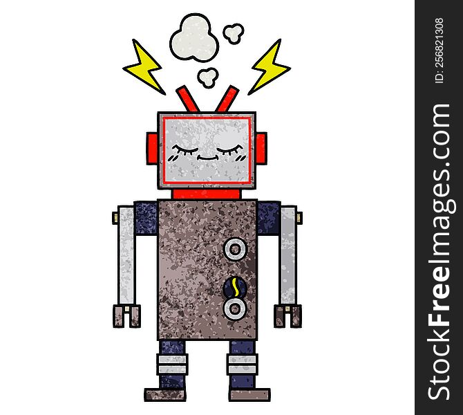 Retro Grunge Texture Cartoon Dancing Robot