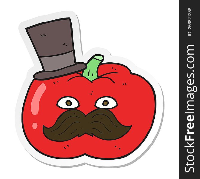 sticker of a cartoon posh tomato