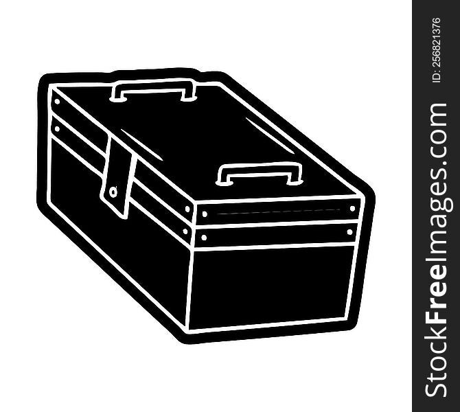 cartoon icon of a metal tool box. cartoon icon of a metal tool box