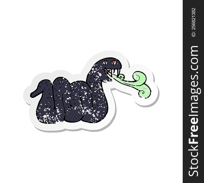 Retro Distressed Sticker Of A Cartoon Snake