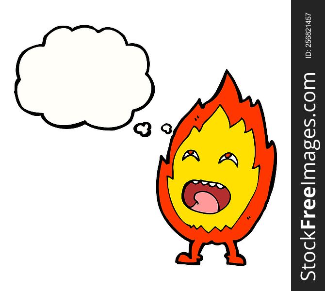 Cartoon Flame Character With Thought Bubble