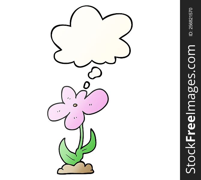 Cartoon Flower And Thought Bubble In Smooth Gradient Style