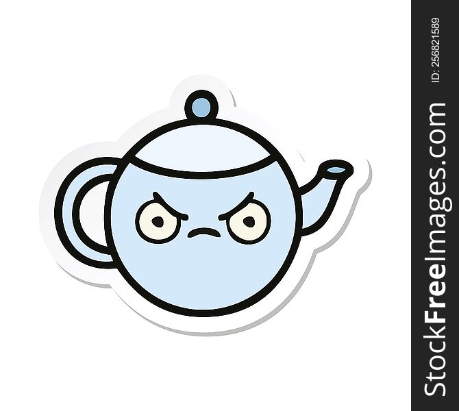 Sticker Of A Cute Cartoon Angry Tea Pot