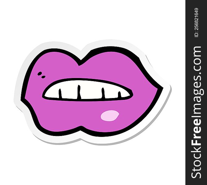 Sticker Of A Cartoon Pink Lips