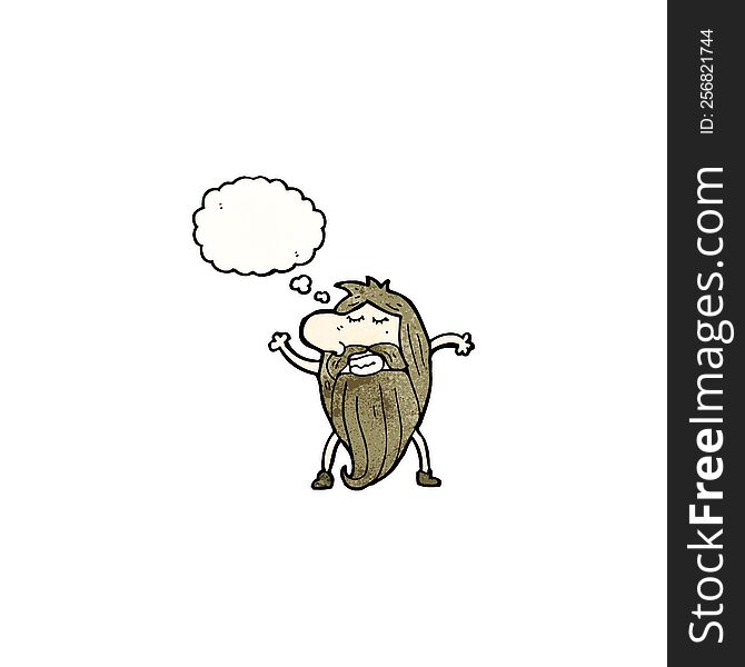 Cartoon Hippie Man With Thought Bubble