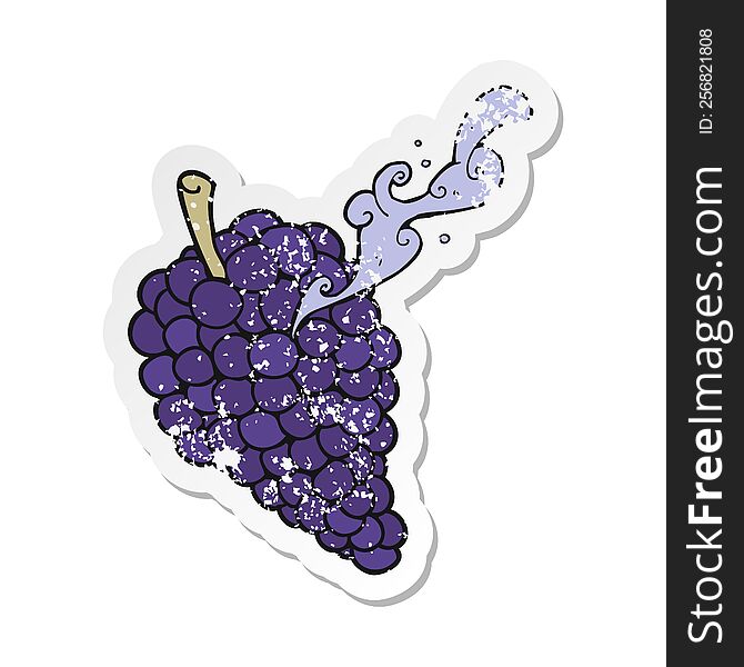 retro distressed sticker of a cartoon grapes