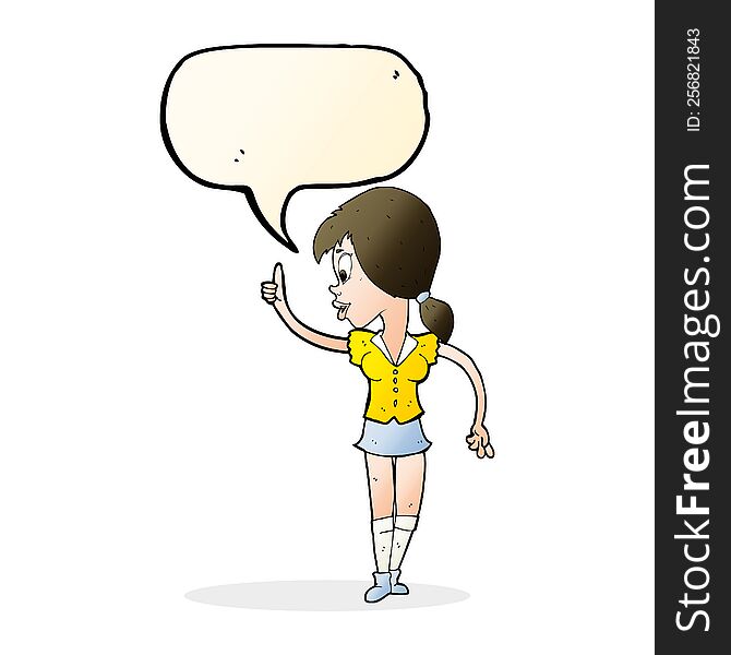 cartoon girl with idea with speech bubble