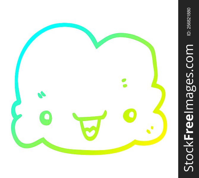 Cold Gradient Line Drawing Cartoon Tiny Happy Cloud