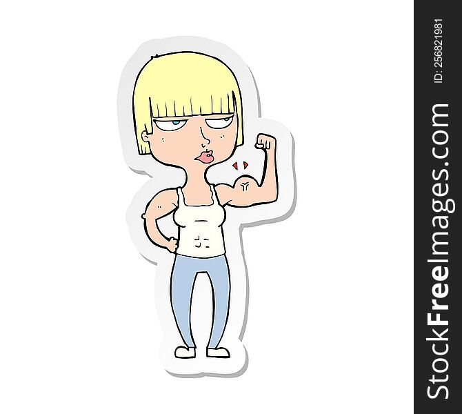 Sticker Of A Cartoon Gym Woman