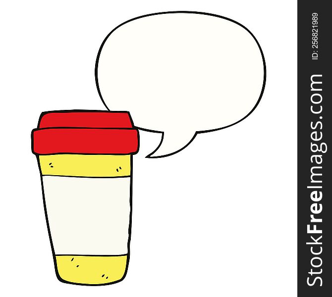 Cartoon Coffee Cup And Speech Bubble