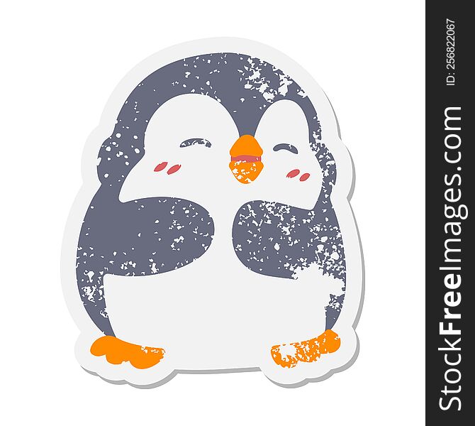 Cute Christmas Penguin Grunge Sticker