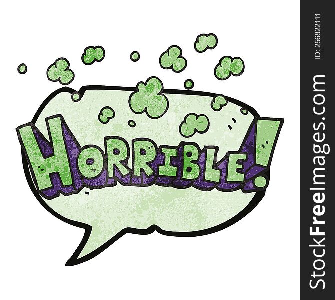 freehand drawn texture speech bubble cartoon word horrible
