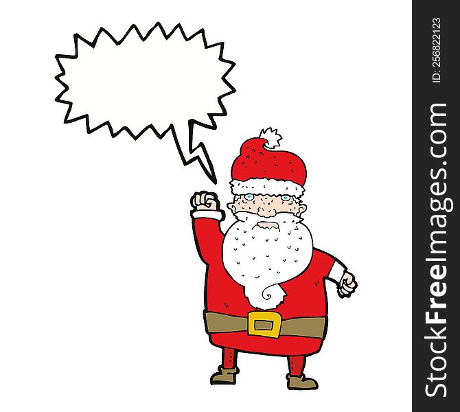 Cartoon Angry Santa Claus With Speech Bubble