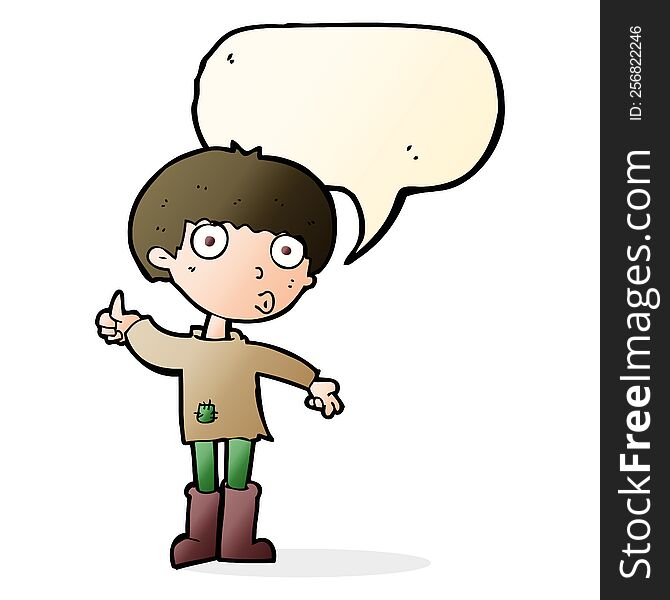 Cartoon Boy Asking Question With Speech Bubble