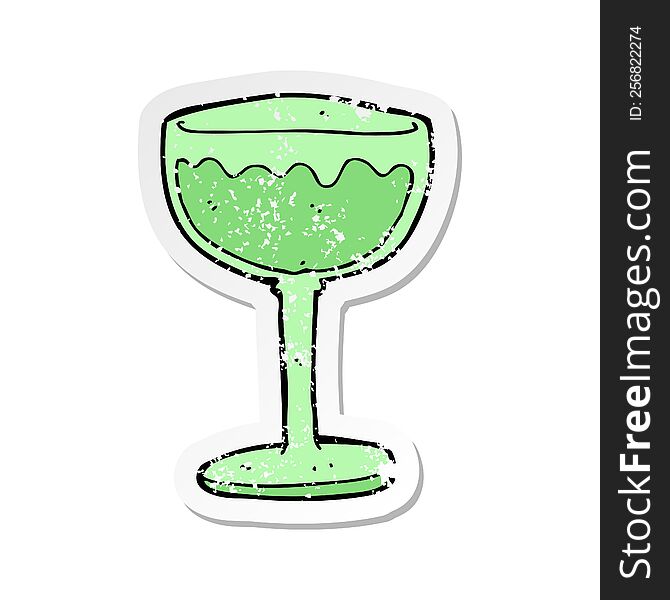 Retro Distressed Sticker Of A Cartoon Cocktail