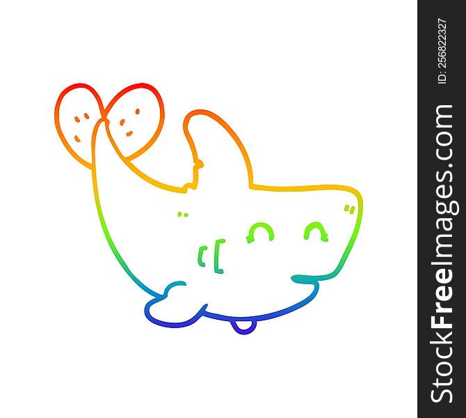 rainbow gradient line drawing of a cartoon shark