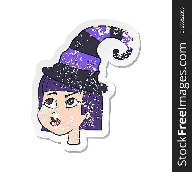 retro distressed sticker of a cartoon witch