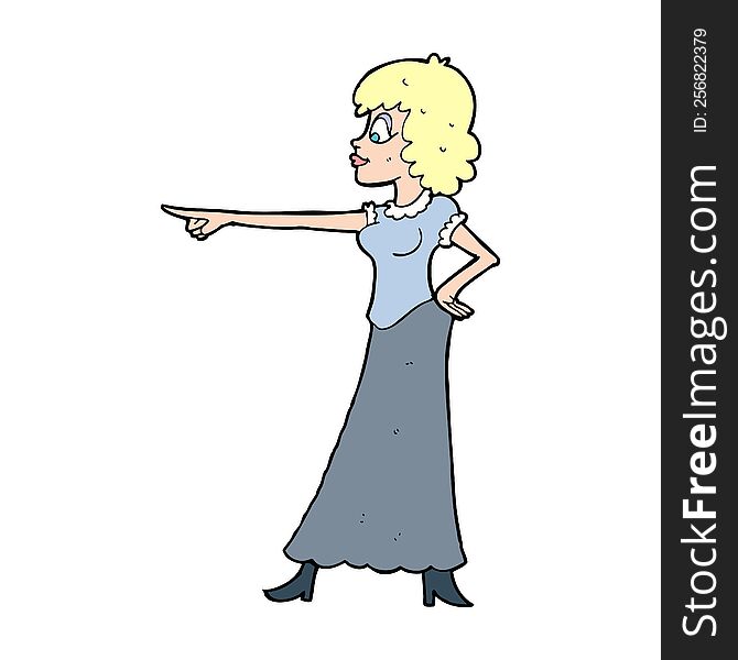 Cartoon Woman Pointing Finger