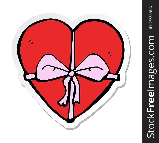 sticker of a cartoon heart shaped present