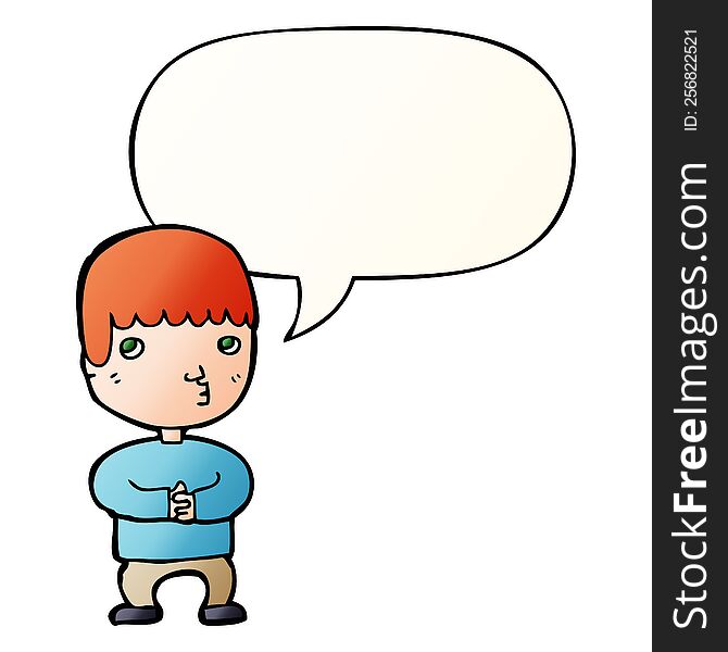 Cartoon Man Thinking And Speech Bubble In Smooth Gradient Style