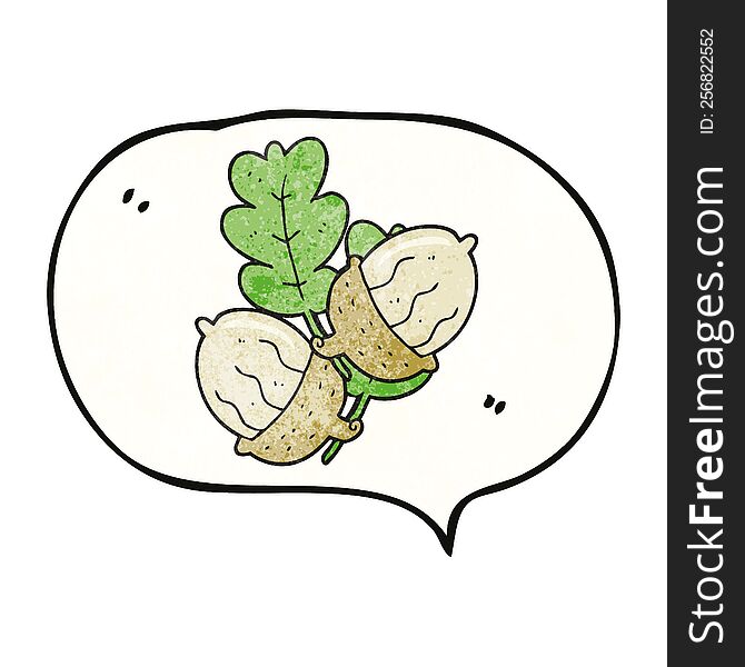 freehand drawn texture speech bubble cartoon acorns