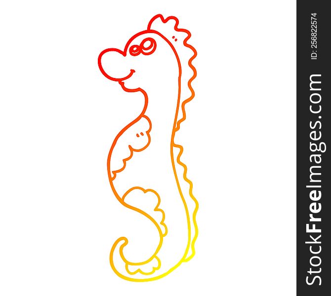 Warm Gradient Line Drawing Cartoon Sea Horse