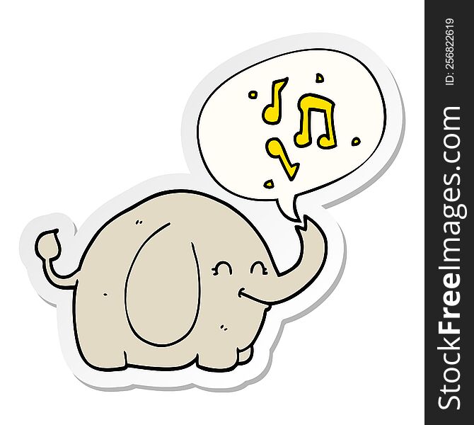 Cartoon Trumpeting Elephant And Speech Bubble Sticker