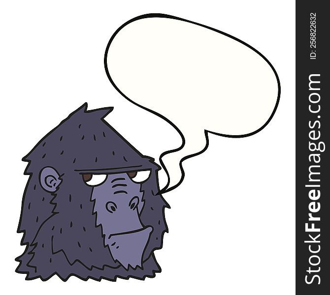 cartoon angry gorilla face and speech bubble