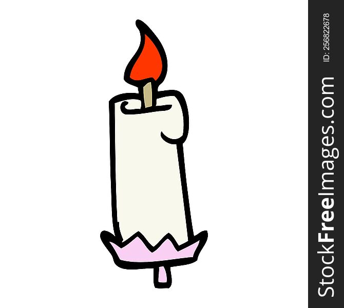 hand drawn doodle style cartoon lit candle