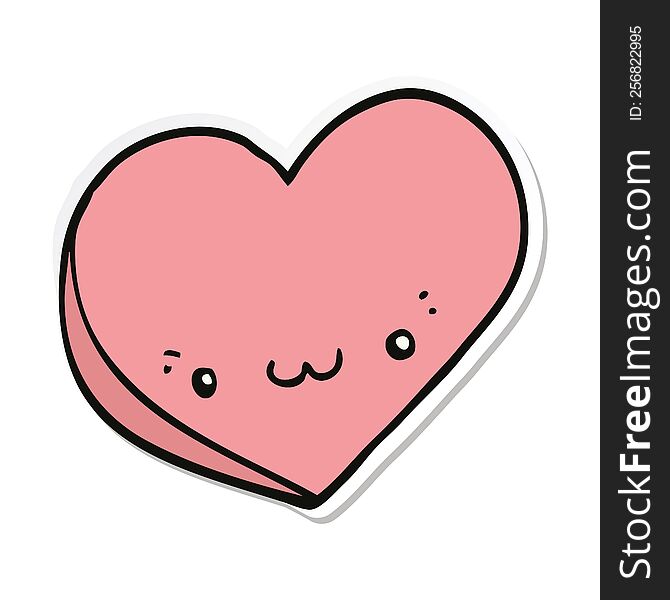 Sticker Of A Cartoon Love Heart With Face