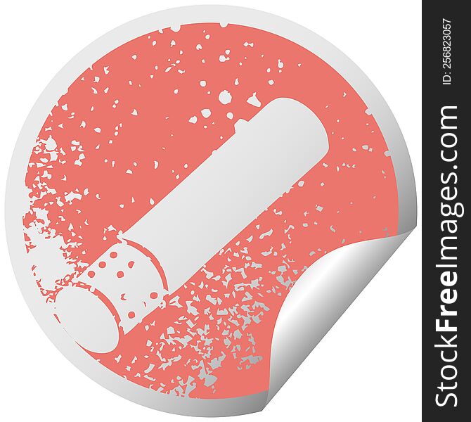 Distressed Circular Peeling Sticker Symbol Cigarette Stick