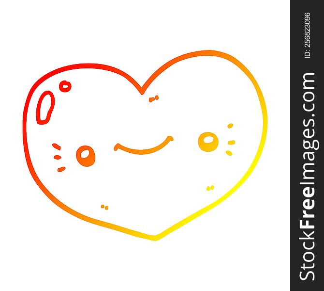 warm gradient line drawing of a heart cartoon character
