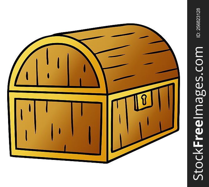 hand drawn gradient cartoon doodle of a treasure chest