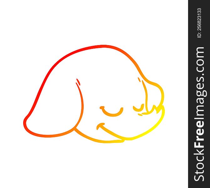 warm gradient line drawing of a cartoon elephant face