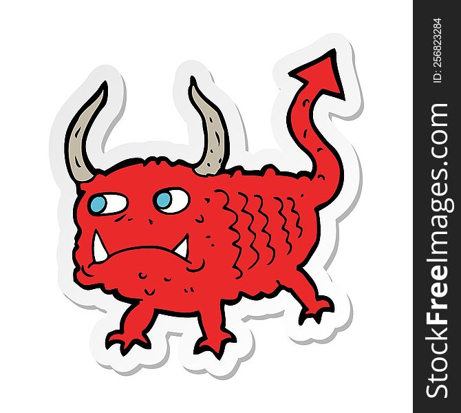 sticker of a cartoon little demon