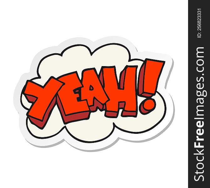 sticker of a Yeah Cartoon shout