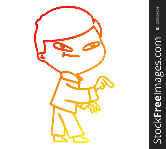 Warm Gradient Line Drawing Cartoon Pointing Man