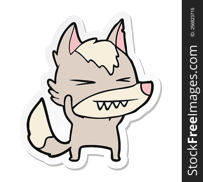 Sticker Of A Angry Wolf Cartoon