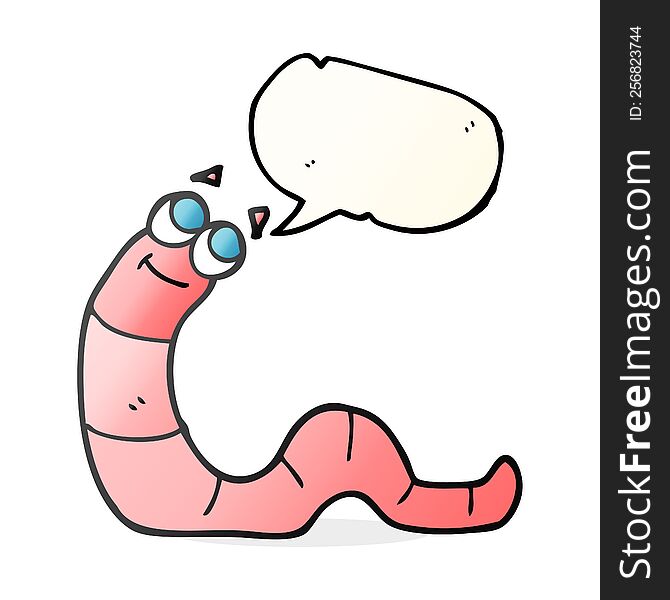 freehand drawn speech bubble cartoon worm