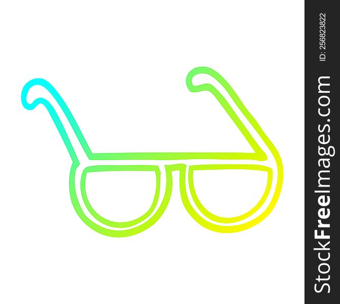 cold gradient line drawing of a cartoon sunglasses