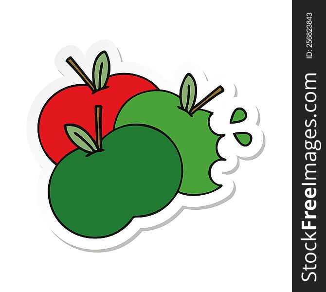 Sticker Of A Cute Cartoon Apples