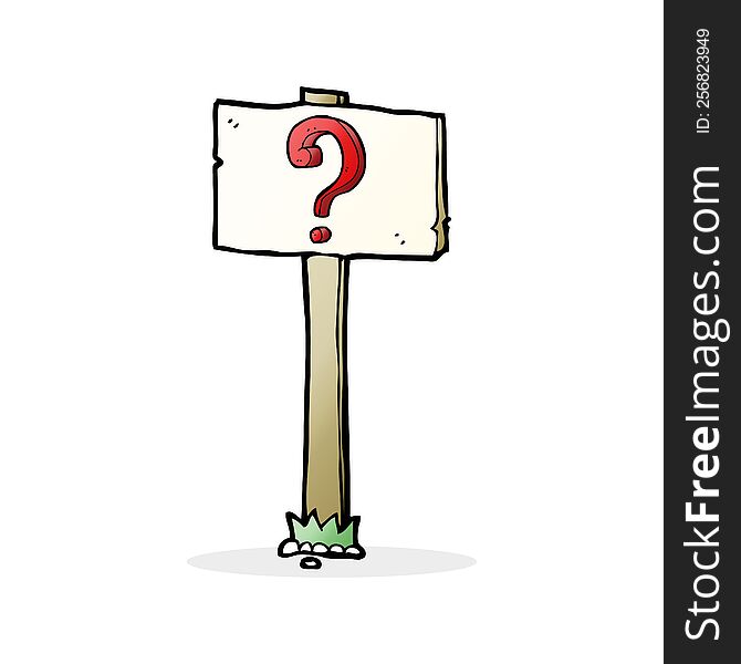 cartoon signpost with question mark