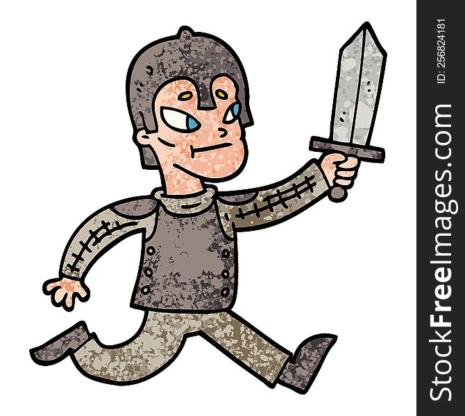 grunge textured illustration cartoon medieval warrior