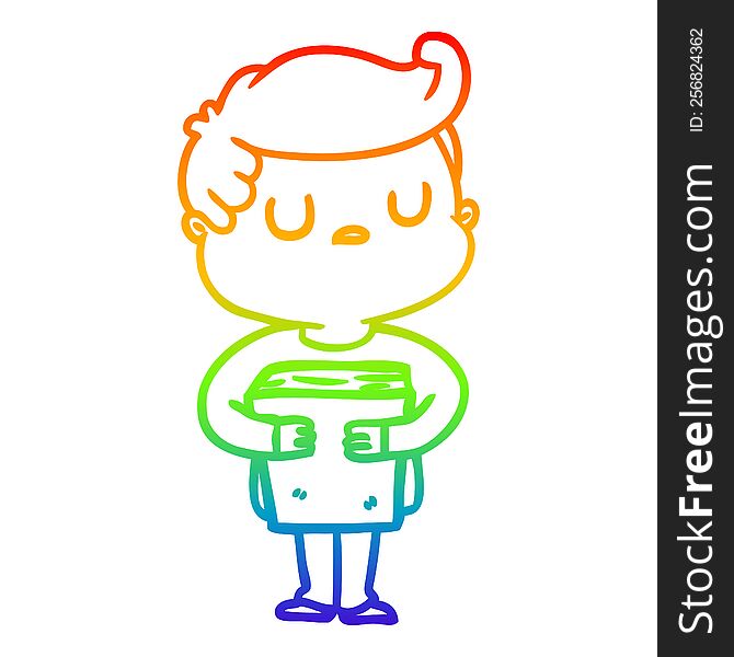 Rainbow Gradient Line Drawing Cartoon Aloof Man