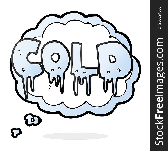 freehand drawn thought bubble cartoon word cold